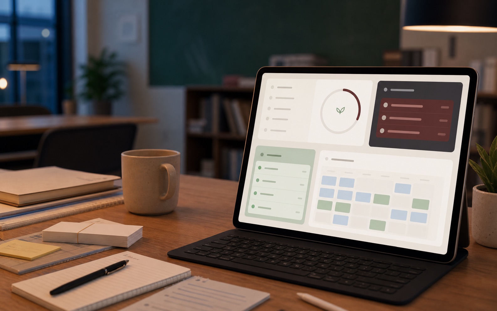 Educator dashboard preview with a recurring Study Spaces memory room